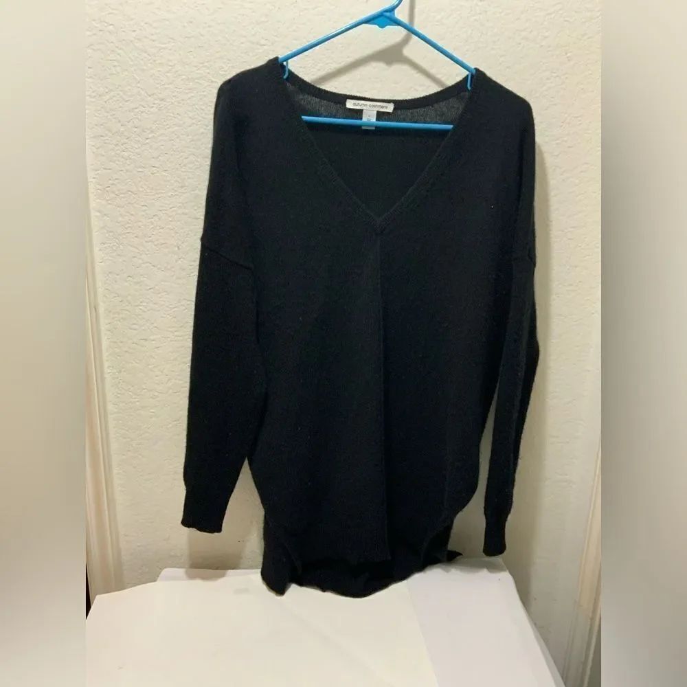 Autumn Cashmere V-neck Sweater 100% cashmere black size Small